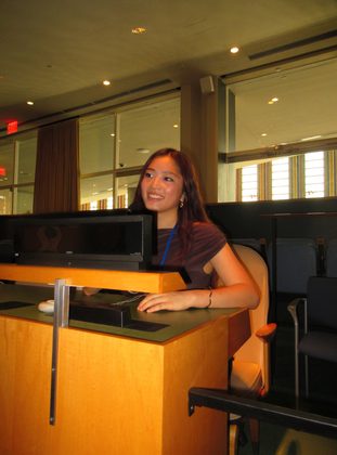 Vivian Liu delegating at the United Nations