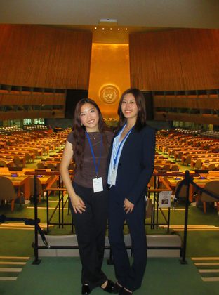 Vivian Liu and a fellow student researcher in the UN General Assembly Hall